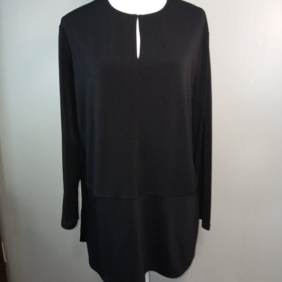 LAUREN BY RALPH LAUREN BLACK TUNIC, KEYHOLE NECKLINE, LONG SLEEVE, SIZE XL - Picture 8 of 8